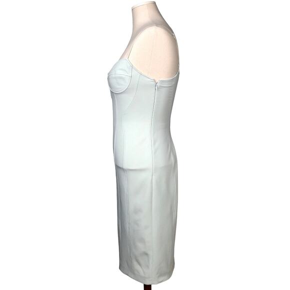 Alexander Wang Blue Green Mint Corset Bustier Seamed Bodycon Midi Dress Size 4 - Picture 4 of 16